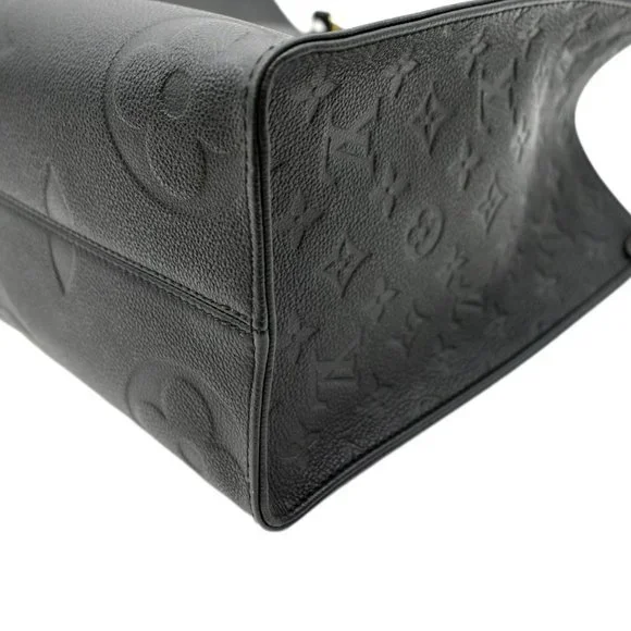 LOUIS VUITTON  Onthego MM Giant Monogram Empreinte Leather Tote Bag Black - Picture 10 of 12